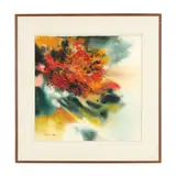 Abstract Composition by Johanna Haas, Acrylic and watercolor on paper, sold May 2026