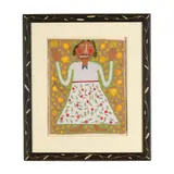Figure with White Floral Dress by Chris Roberts Antieau, Assembled textile collage and paint on fabric, sold May 2026