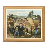 Farm Scene with Figures by R. Degoul, Oil on canvas, sold May 2026