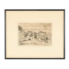 A Vermont Village (1923) by Childe Hassam, Etching and drypoint in black ink, sold May 2026