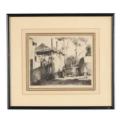 Straw Barracks by Daniel Garber, Etching on laid paper, sold May 2026