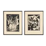 The Baptism / Park Orator (Two Works) by Albert Huie, Each a woodblock print, sold May 2026