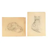 Two Plates from The Book of Cats by Léonard-Tsuguharu Foujita, Each a collotype on Japanese vellum, sold May 2026