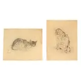 Two Plates from The Book of Cats by Léonard-Tsuguharu Foujita, Each a collotype on Japanese vellum, sold May 2026