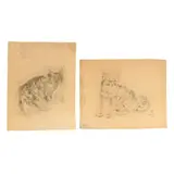 Two Plates from The Book of Cats by Léonard-Tsuguharu Foujita, Each a collotype on Japanese vellum, sold May 2026