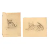 Two Plates from The Book of Cats by Léonard-Tsuguharu Foujita, Each a collotype on Japanese vellum, sold May 2026