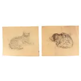 Two Plates from The Book of Cats by Léonard-Tsuguharu Foujita, Each a collotype on Japanese vellum, sold May 2026