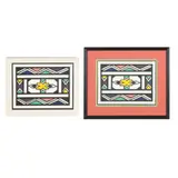 Two Ndebele Abstracts by Esther Mahlangu, Each a screenprint in colors, sold May 2026
