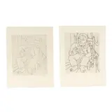 Pair of Etchings, Boy with Rabbit by Emilio Amero, Each an etching on paper, offered May 2026