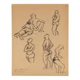 Sketches of Bathers by Claude Howell, Charcoal on paper, sold Apr 2026