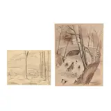 Two Landscapes by Claude Howell, The first a pencil on paper, sold Apr 2026