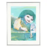 Figural Work in Blues and Greens by Robert Broderson, Mixed media on paper, sold Apr 2026