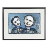 Two Figures with Creature by Robert Broderson, Mixed media on paper, sold Apr 2026
