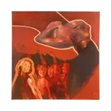 Nude Above Figures by Pete Sack, Oil and watercolor on stretched heavy paper, sold Apr 2026