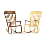 Two American Craft Rocking Chairs by Cliff Campbell, Contemporary production in tiger maple and figured walnut, sold Apr 2026