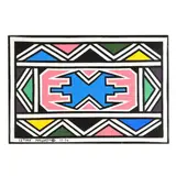 Ndebele Abstract by Esther Mahlangu, Acrylic on canvas, sold Apr 2026