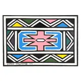 Ndebele Abstract by Esther Mahlangu, Acrylic on canvas, sold Apr 2026