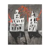 Houses in Motion (Talking Heads) by Walter Dahn, Mixed media on canvas (lined), sold Apr 2026