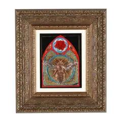 Honey Bee Mini by Autumn de Forest, Mixed media painted and engraved metal relief on board, sold Apr 2026