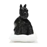Marble Sculpture Scottie on a Pillow by Stephanie Le Roux, Carved black and white marble, sold Apr 2026