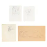 Four Original Sketches by Emilio Amero, The first a pencil sketch on paper of a woman sleeping, offered Apr 2026