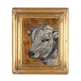 Portrait of a Cow by Stephen White, Oil and gold leaf on panel, sold Apr 2026