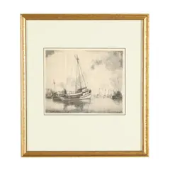 Menhaden Fishing Fleet, Beaufort, North Carolina by Louis Orr, Etching, sold Apr 2026