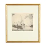 Menhaden Fishing Fleet, Beaufort, North Carolina by Louis Orr, Etching, sold Apr 2026