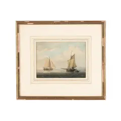 Two Sailing Ships at Sea by Samuel Atkins, Watercolor on paper, sold Apr 2026