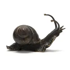 Small Bronze Snail by Michael Storey, Patinated bronze tabletop sculpture of a snail, sold Apr 2026