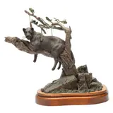 Leopard In The Sausage Tree by Gary Robert Swanson, Patinated bronze, sold Apr 2026
