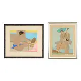 Le Bronz Errant Corée / Le Sculpteur de Tokobueï (Two Works) by Paul Jacoulet, Each a woodblock print in colors, sold Apr 2026