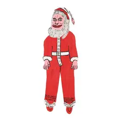 Santa Claus Folk Art Cutout by Howard Finster, Polychrome painted wood cutout of Santa Claus, sold Mar 2026