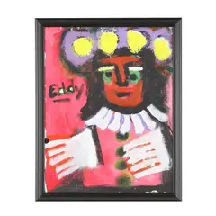 Double-Sided Face Painting by Eddy Mumma, Acrylic on board, sold Mar 2026