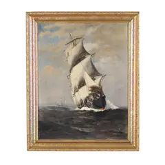 Sailing Ship at Sea by William Frederick Paskell, Oil on canvas, sold Mar 2026