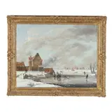 Winter Skating Scene in Holland by Reginald Ernest Arnold, Oil on canvas, sold Mar 2026