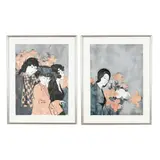 Brocade Sellers (Two Works) by Stephen White, Woodcut print in colors on metallic ground, sold Mar 2026
