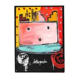 Kachina Painting by Gregory Lomayesva, Acrylic and print on canvas, sold Mar 2026