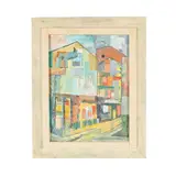 Abstract Street Scene by W. Edwards, Oil on canvas, sold Mar 2026
