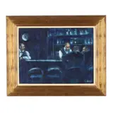 Bar Scene in Blues by Lucy Dickens, Oil on canvas, sold Mar 2026