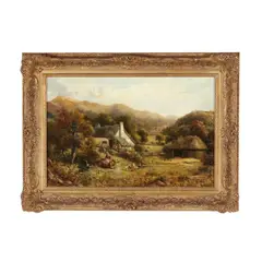Landscape with Farmhouse and Chickens by William Langley, Oil on canvas, sold Mar 2026