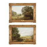 Pair of Pastoral Landscapes with Cattle by James Edwin Meadows, Oil on board, sold Mar 2026