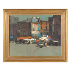 Via Monserrato by Nicola Simbari, Oil on canvas, sold Mar 2026