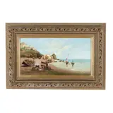 Fishing Village by Manuel Muñoz y Otero, Oil on canvas (lined), sold Mar 2026