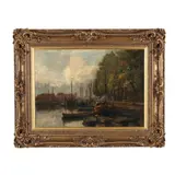 Harbor Scene by Carl Frederiksen, Oil on canvas (lined), sold Mar 2026