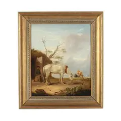 Traveler and White Clydesdale by Edmund Bristow, Oil on canvas (lined), sold Mar 2026