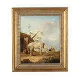 Traveler and White Clydesdale by Edmund Bristow, Oil on canvas (lined), sold Mar 2026