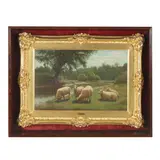 Sheep Grazing Along a Riverbank by Samuel S. Carr, Oil on canvas, sold Mar 2026