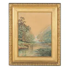 Landscape with Figures and Cattle by Edmund Darch Lewis, Watercolor and whitening on paper (laid on fine linen), sold Mar 2026