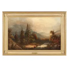 Landscape with Falls and Stag by William Charles Anthony Frerichs, Oil on canvas (lined), sold Mar 2026